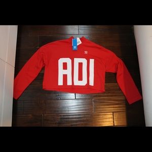 Brand New Red Adidas Crop Sweater Top